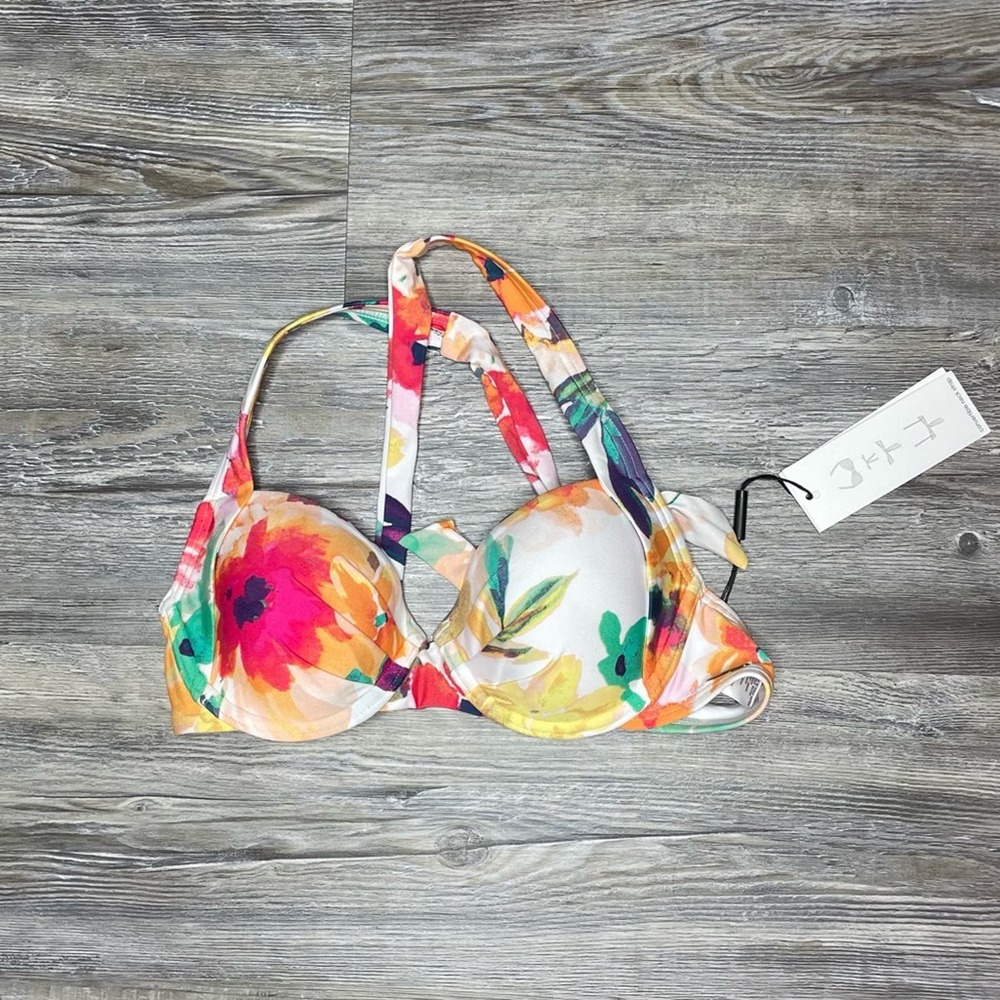 Calvin Klein Women's Colorful Floral Underwire Convertible Bikini Swim Top sz XS